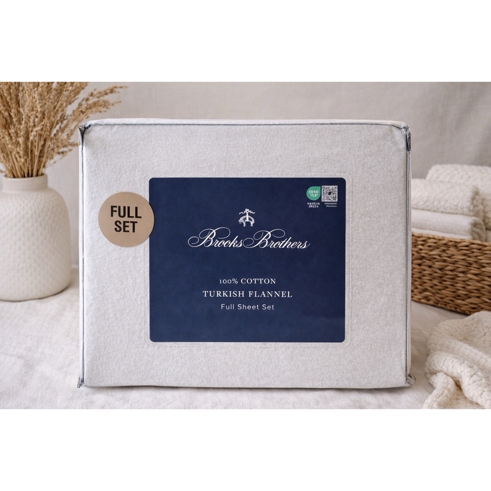 New Brooks Brothers Luxury Turkish Cotton Flannel‎ Sheet Set Off White Size Full